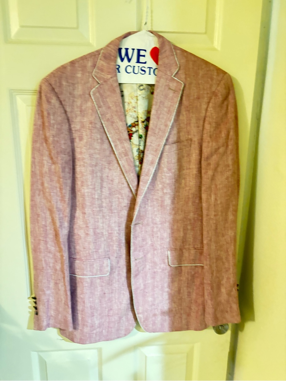 Men's Pink Linen-Blend Blazer